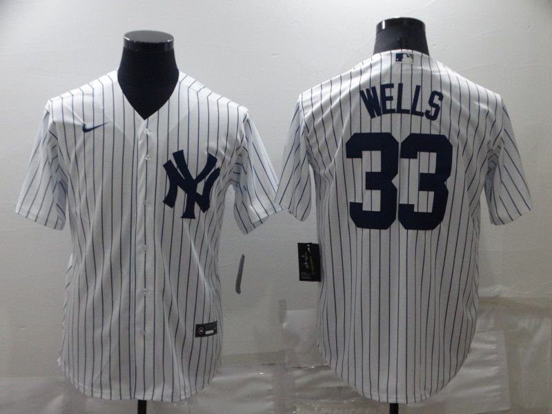 Men New York Yankees 33 Wells White Strip Game 2022 Nike MLB Jersey
